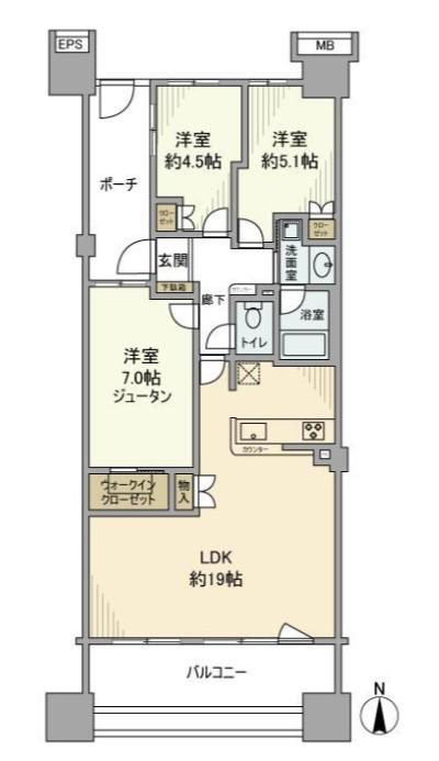 ヨコハマオールパークス二街区(3LDK/9階)の間取り写真