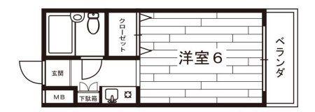 春日ハイツ(1K/3階)の間取り写真
