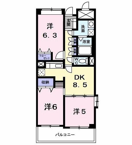 サンパティーク(3DK/5階)の間取り写真