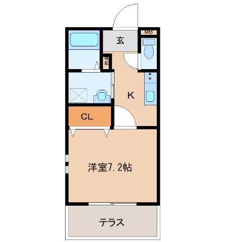 サンビレッジC棟(1K/2階)の間取り写真