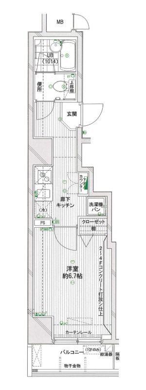 スパシエ横浜吉野町ステーションプラザ(1K/10階)の間取り写真