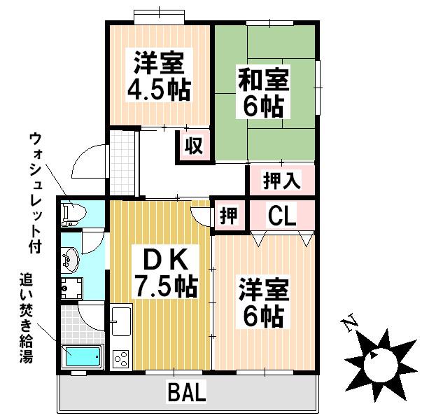 コーポ岡田(3DK/3階)の間取り写真