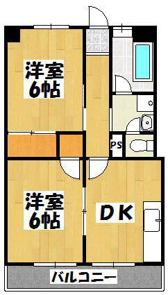 山田ビル(2DK/2階)の間取り写真