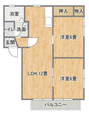 デイアス東田(2LDK/1階)の間取り写真