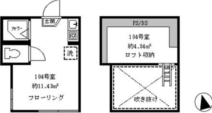 フェリスサイン(ワンルーム/1階)の間取り写真
