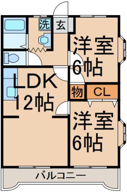 CASA MIRA2(2LDK/2階)の間取り写真