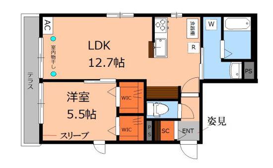 ルミナーレ(1LDK/1階)の間取り写真