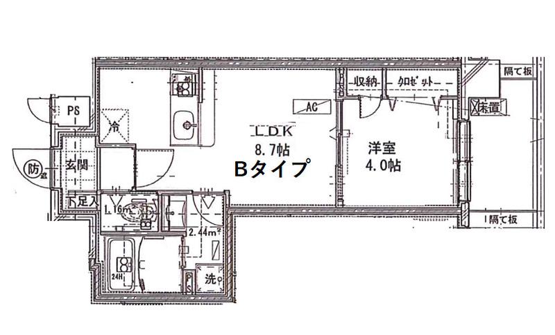 エフォートレス鶴見(1LDK/1階)の間取り写真