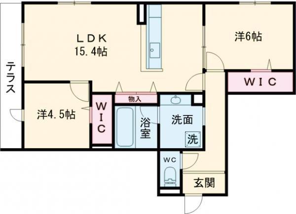 SUNSKY鳳西町(2LDK/3階)の間取り写真