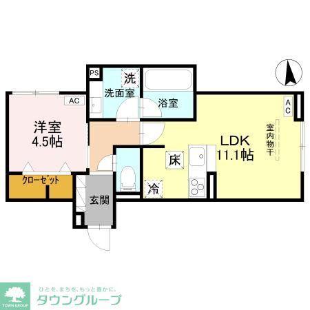 D-ROOM元横山(1LDK/1階)の間取り写真
