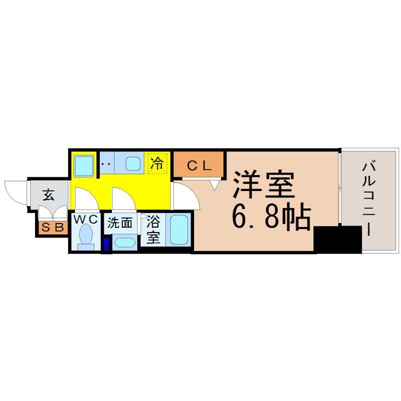 プレサンス名古屋駅ゲート(1K/15階)の間取り写真