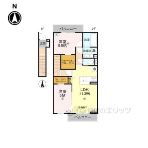 MAHALO膳所本町(2LDK/2階)の間取り写真