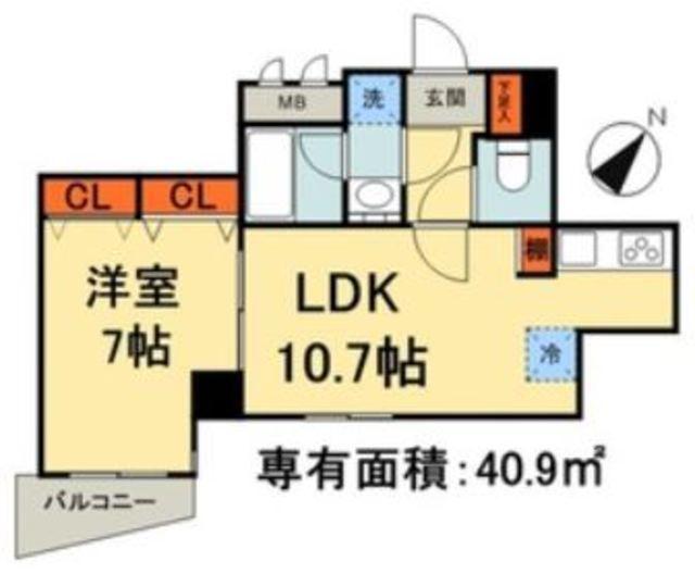 KDXレジデンス日本橋浜町(1LDK/10階)の間取り写真