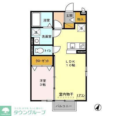 マウンテンスクエア(1LDK/2階)の間取り写真