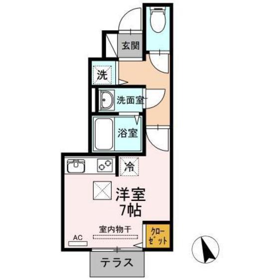 セジュール有(ワンルーム/1階)の間取り写真