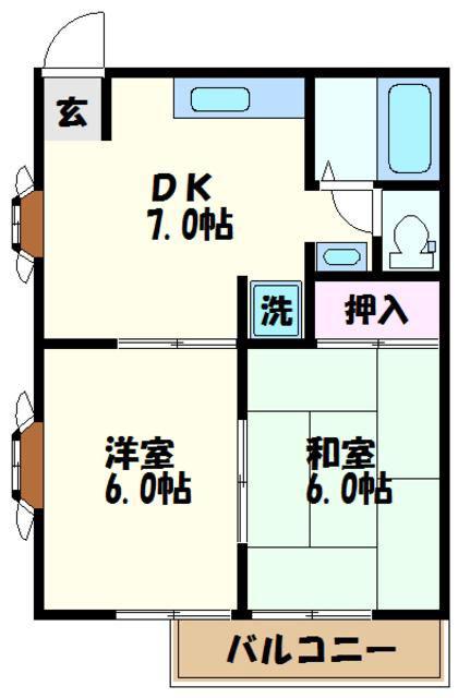 シオヤホームズ(2DK/1階)の間取り写真