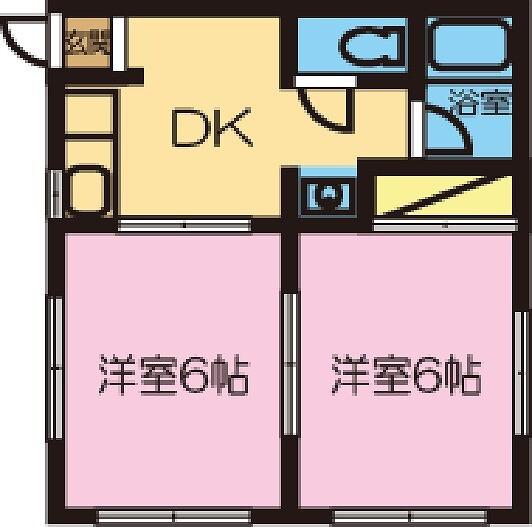 ソーシンハイツ(2DK/1階)の間取り写真