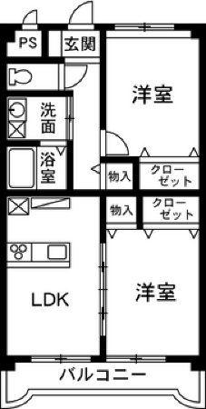 マンションディアコート(2LDK/2階)の間取り写真
