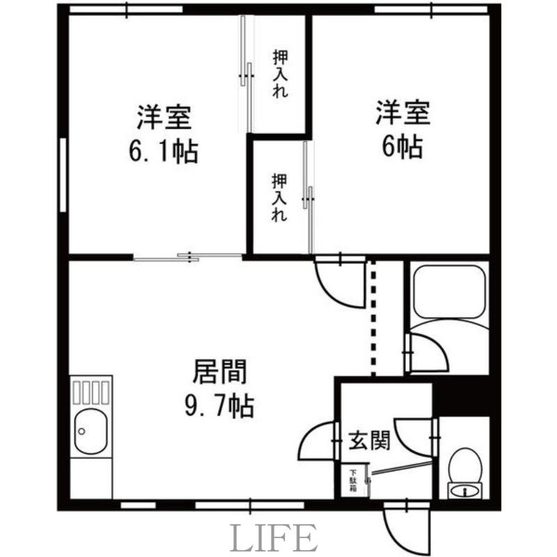 ハイツひろ(2LDK/1階)の間取り写真