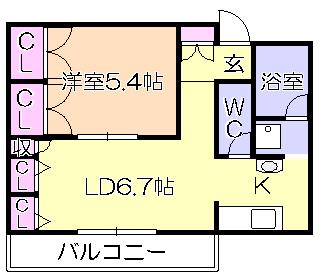 ラビーナ櫛原(1LDK/1階)の間取り写真