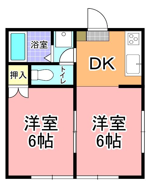 カサパルトハイツ(2DK/1階)の間取り写真