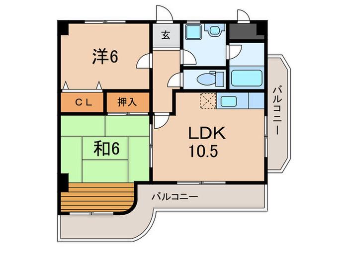 マーベラス(2LDK/3階)の間取り写真