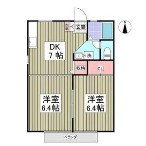サンハイツおおるり(2DK/2階)の間取り写真