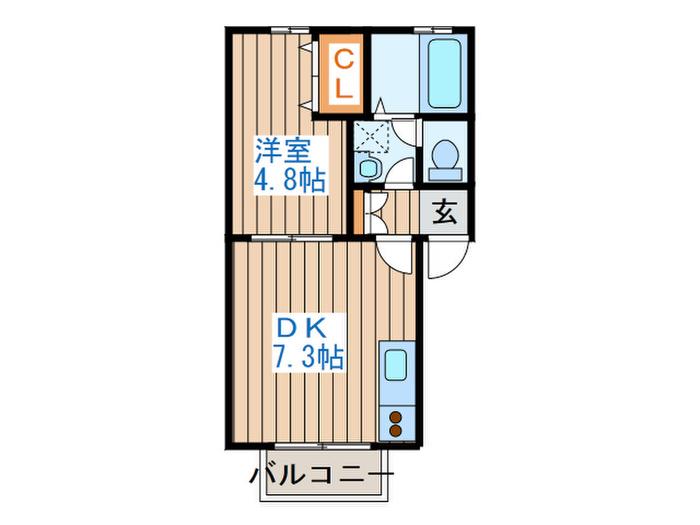 パルハウス(1DK/1階)の間取り写真