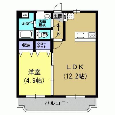 ル・ゾォ平川(1LDK/2階)の間取り写真
