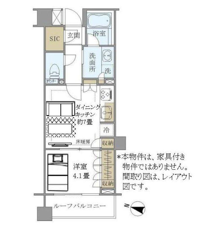 ブリリア神楽坂ID(1DK/7階)の間取り写真