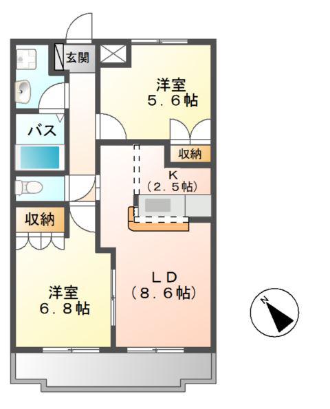 サンプロニティY・G(2LDK/1階)の間取り写真