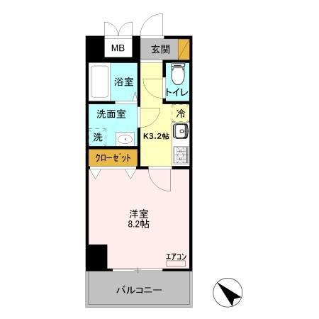 ベルフルール(1K/2階)の間取り写真