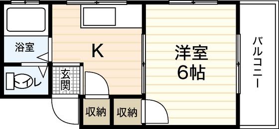 実森ビル(1K/2階)の間取り写真