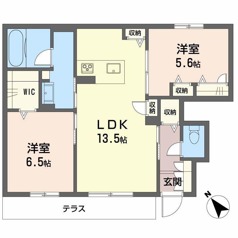 ソレアード(2LDK/1階)の間取り写真