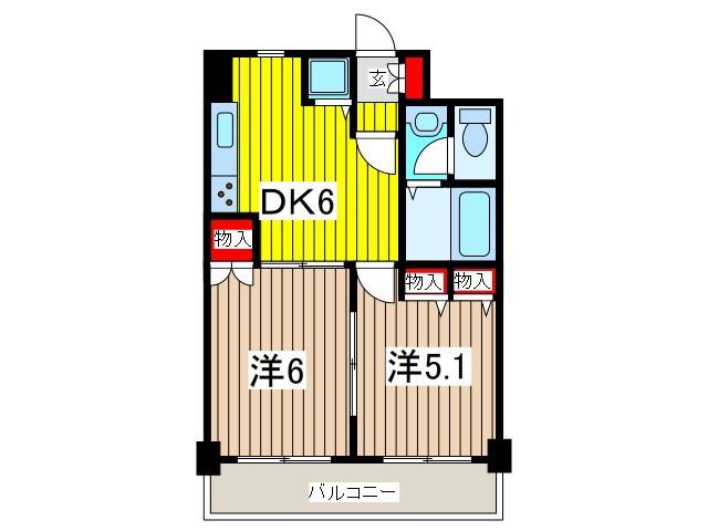 グランドメゾン川口幸町(2DK/3階)の間取り写真