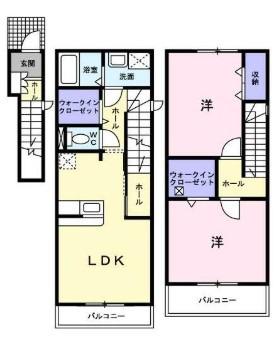 ヒルトップ(2LDK/2階)の間取り写真