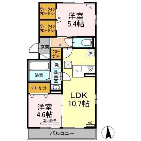 ヴァンヴェール(2LDK/1階)の間取り写真