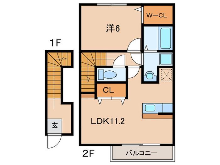 ビサイド・シーII(1LDK/2階)の間取り写真