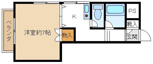 ベルメゾン一須賀III号館(1K/2階)の間取り写真