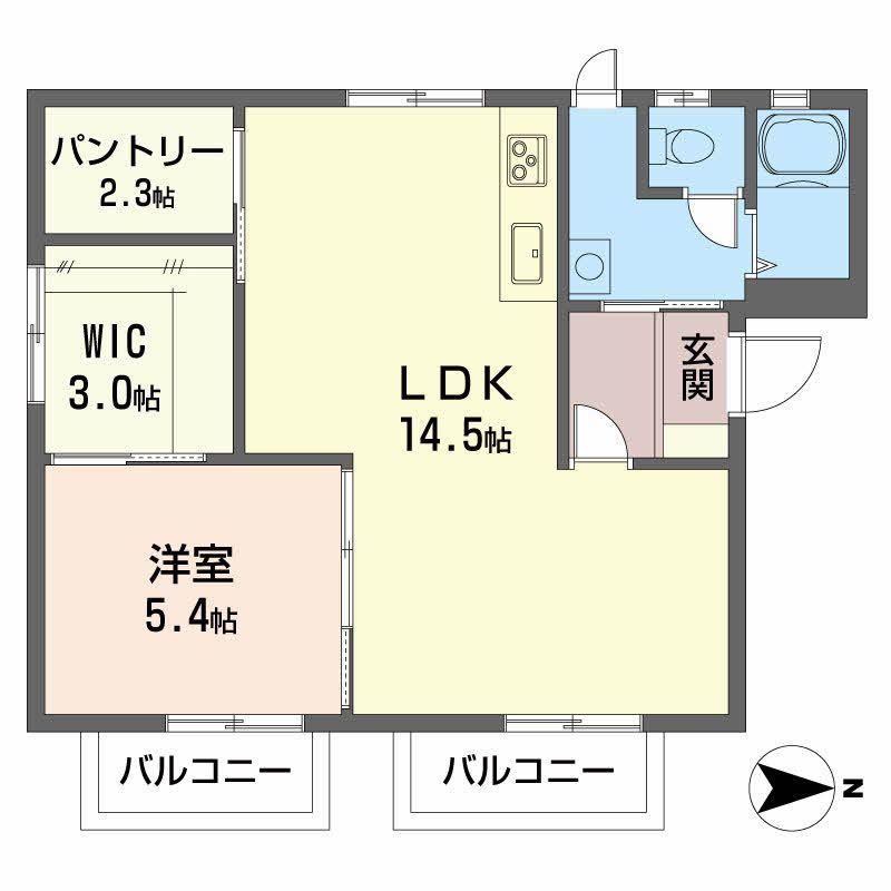 イクシード江口(1LDK/2階)の間取り写真