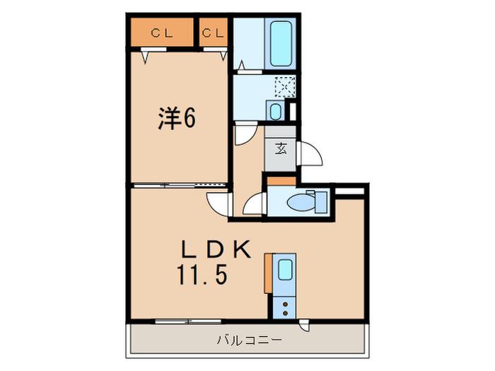 シリエジオ甲子園六番館(1LDK/2階)の間取り写真