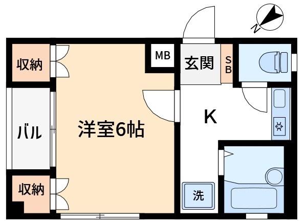鈴木ビル(1K/2階)の間取り写真