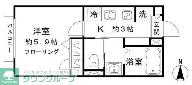 ACコモド(1K/2階)の間取り写真
