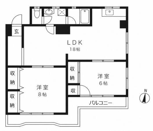 サトウマンション(2LDK/5階)の間取り写真