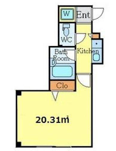 マンション学芸大(1K/1階)の間取り写真