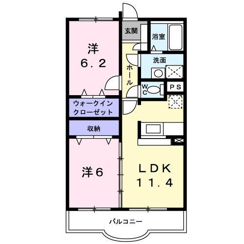 サン・ブライトB館(2LDK/1階)の間取り写真