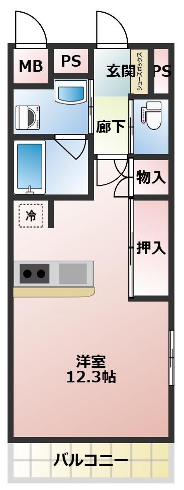 エソール陽東(ワンルーム/5階)の間取り写真