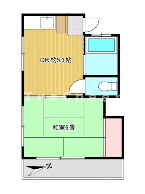 小高マンション(1DK/1階)の間取り写真