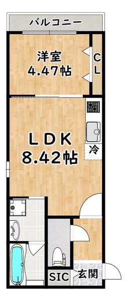 カサーディア加島II(1LDK/3階)の間取り写真
