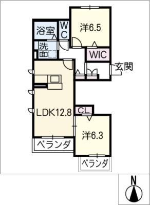 リオリエント岐阜北(2LDK/2階)の間取り写真